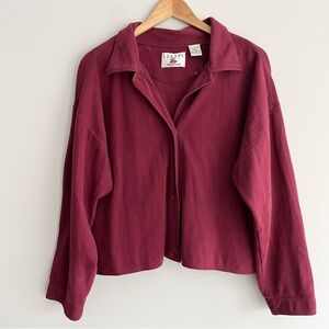 Cuffy's Burgundy Cotton Cropped Jacket Shirt Extra Large